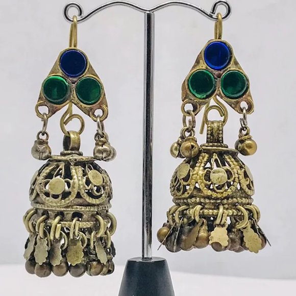 Antique Jhumka Earrings with Traditional Design - Picture 2 of 10